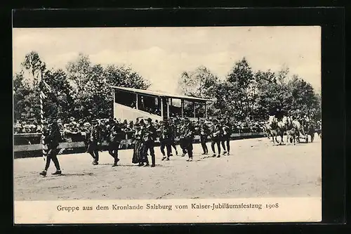 AK Wien, Kaiserjubiläum Festzug 1908, Gruppe aus dem Kronlande Salzburg