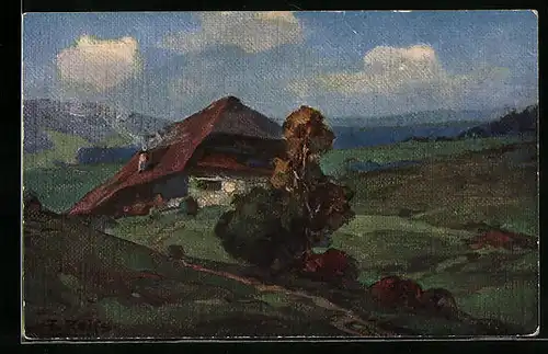 Künstler-AK Fritz Reiss: Sommer im Schwarzwald