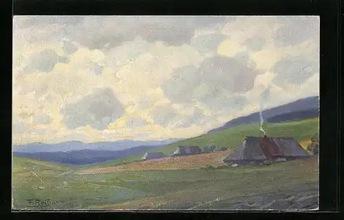 Künstler-AK Fritz Reiss: Sommer im Schwarzwald