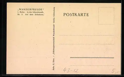 AK Wanderfreude, In der Schwabenalb, Auf dem Zellerhorn