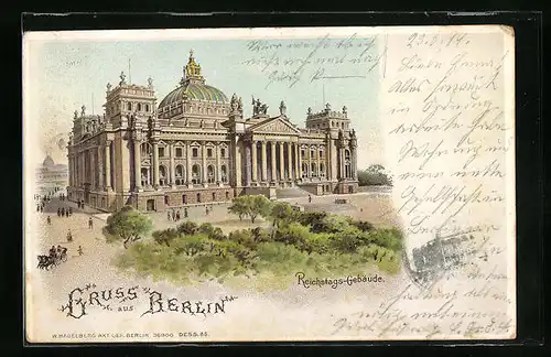 Relief-AK Berlin, Reichstags-Gebäude