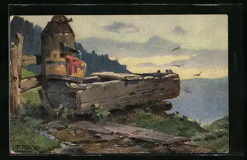 Künstler-AK Fritz Reiss: Schwarzwald-Quellen