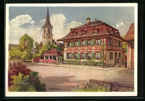 Künstler-AK Mammern, Gasthaus zum Adler