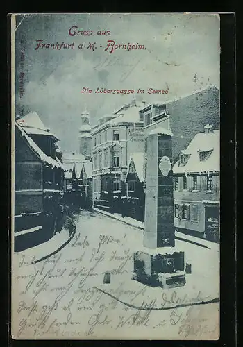 AK Frankfurt a. M.-Bornheim, Löbsergasse im Schnee