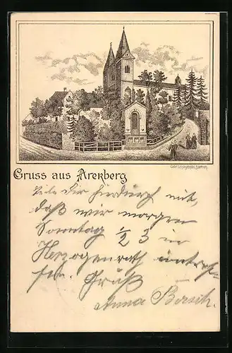 Künstler-AK Arenberg, Darstellung der Kirche