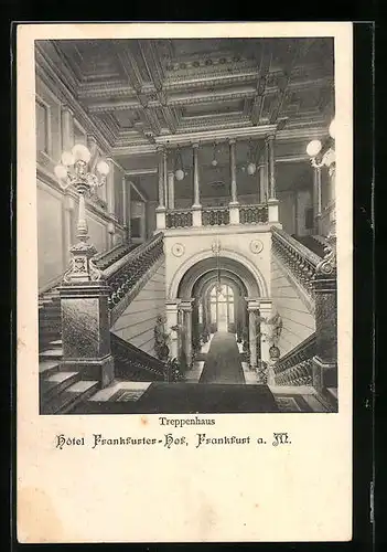 AK Frankfurt a. M., Hotel Frankfurter Hof, Treppenhaus