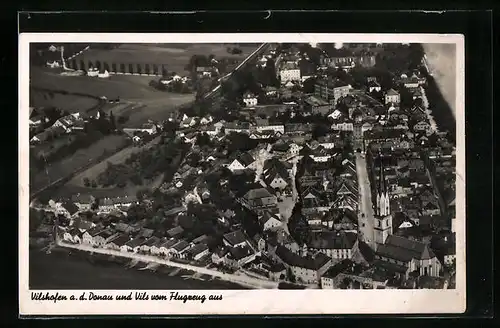 AK Vilshofen a. d. Donau, Fliegeraufnahme des Ortes