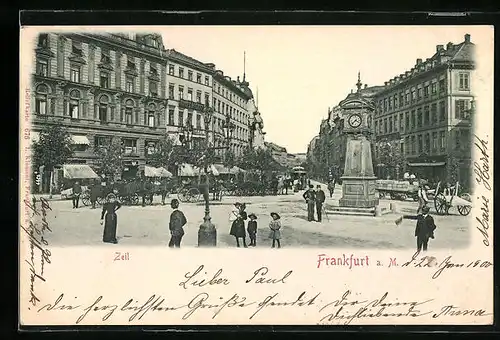 Relief-AK Frankfurt a. M., Zeil mit Passanten