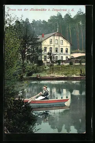 AK Langebrück i. S., Haidemühle mit Bootspartie