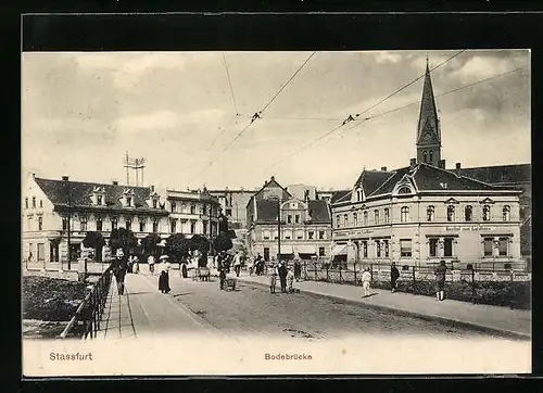 AK Stassfurt, Bodebrücke mit Gasthof zum Landhaus