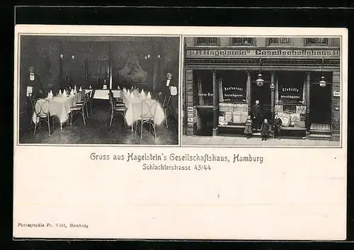 AK Hamburg, Hagelstein`s Gesellschaftshaus in der Schlachterstrasse 43 / 44