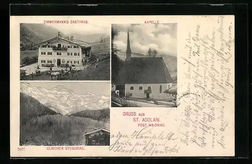 AK Waidring, Kapelle St. Adolari, Zimmermann`s Gasthaus, Ulricher Steinberg