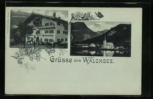 AK Walchsee, Gasthof zur Post, Totalansicht