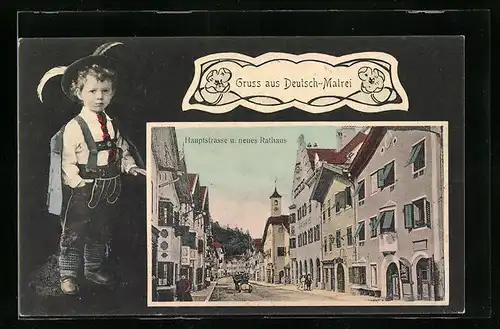 AK Deutsch-Matrei, Hauptstrasse und neues Rathaus