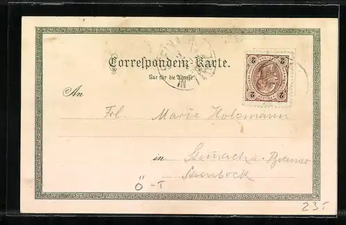 Lithographie Zirl a. d. Arlbergbahn, Totalansicht mit Gasthof Zum Löwen