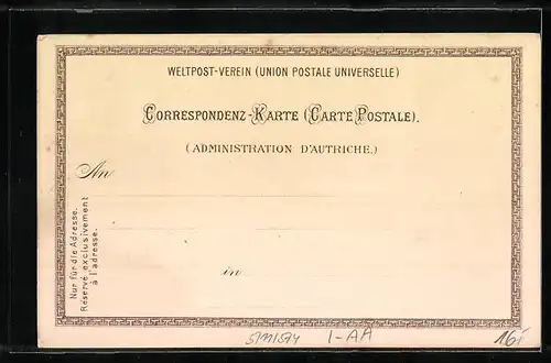 Lithographie Trento, Ortsansicht mit Denkmal