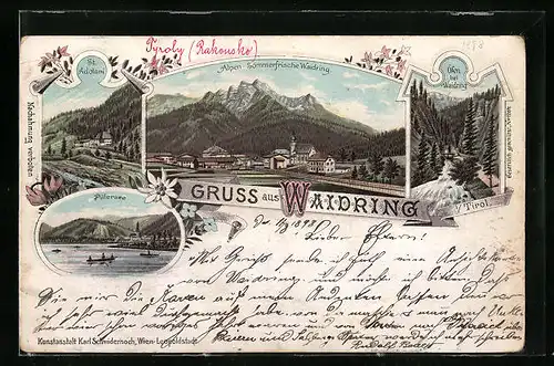 Lithographie Waidring, St. Adolari, Öfen, Pillersee