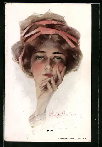 Künstler-AK Philip Boileau: Question, Schönheit mit verführerischem Gesichtsausdruck