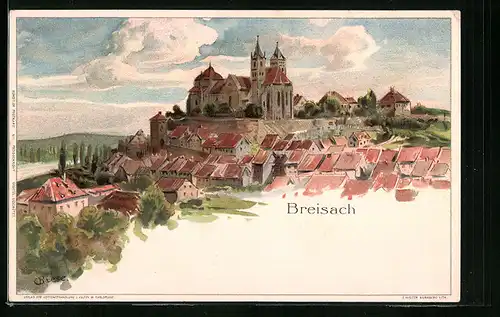 Künstler-AK Carl Biese: Breisach, Blick auf den Stephansmünster