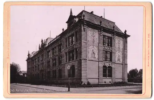 Fotografie Lautz, Darmstadt, Ansicht Karlsruhe, Partie an der Grossherzoglichen Bagewerksschule