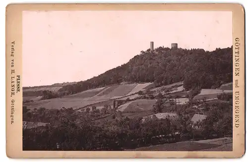 Fotografie H. Lange, Göttingen, Ansicht Bovenden-Edigehausen, Blick nach der Burg Plesse