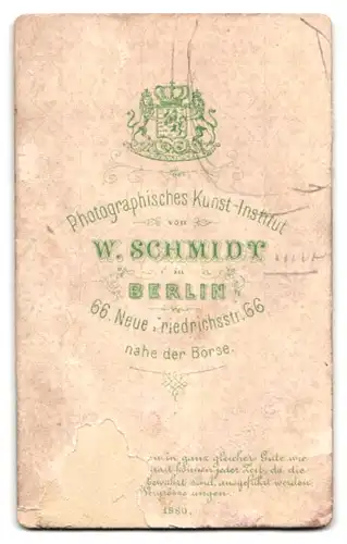 Fotografie W. Schmidt, Berlin, Neue Friedrichstrasse 66, Herr mit Bart und Zylinder