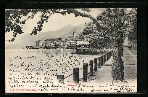 AK Bellagio, Ortsansicht mit Promenade