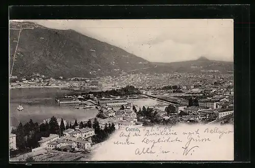 AK Como, Ortsansicht aus der Vogelschau