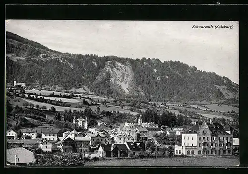 AK Schwarzach, Teilansicht gegen niedrige Berge