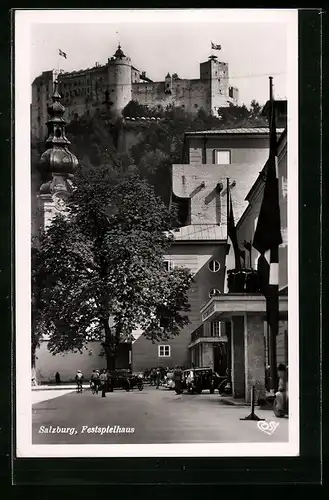 AK Salzburg, Festspielhaus und Blick zur Festung