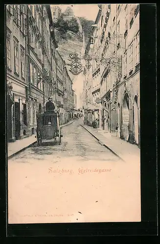 AK Salzburg, Kutsche in der Getreidegasse