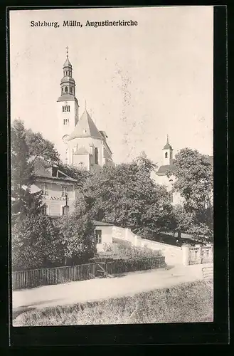 AK Salzburg-Mülln, Augustinerkirche im Sonnenschein