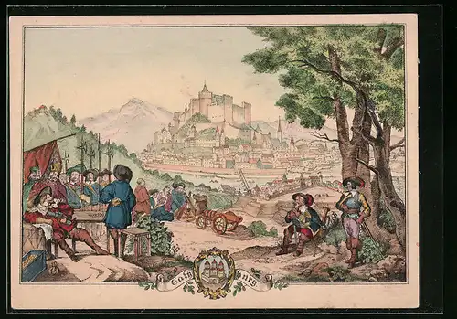 Künstler-AK Salzburg, Belagerung der Stadt