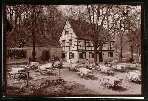 Fotografie Brück & Sohn Meissen, Ansicht Meissen i.Sa., Blick auf den Gasthof Rehbockschänke, Gartenpartie