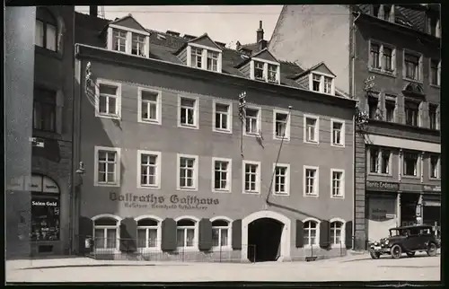 Fotografie Brück & Sohn Meissen, Ansicht Meissen i. Sa., Strassenpartie an Vollraths Gasthaus, Geschäft Moritz Erdmann