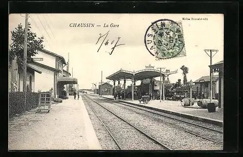 AK Chaussin, La Gare, Bahnhof
