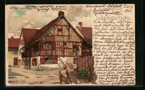 Künstler-AK Karl Mutter: Hausen i. Wiesental, Hebelhaus