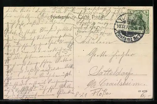 AK Tübingen, Uferpartie mit Flössern, Forstwirtschaft