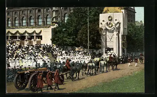 AK Huldigungsfestzug 1908, Zeit Karls VI., Schwere Geschütze der Armee Prinz Eugens