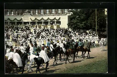 AK Huldigungsfestzug 1908, Die Armee d. Feldmarschalls Radetzky 1848, Feldmarschall Radetzky an der Spitze seines Stabes