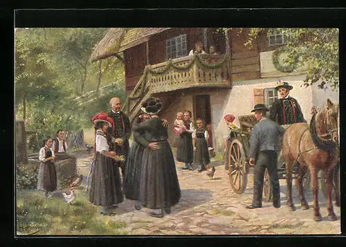 Künstler-AK Heinrich Hoffmann: Abschied vom Elternhaus