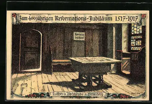 Künstler-AK Kallista: 400 jähr. Reformations-Jubiläum, Luther`s Weinstube in Wittenberg