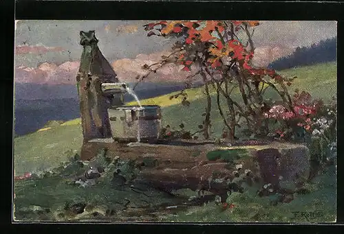 Künstler-AK Fritz Reiss: Spätsommer im Schwarzwald