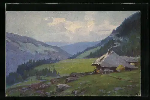 Künstler-AK Fritz Reiss: Sommer im Schwarzwald