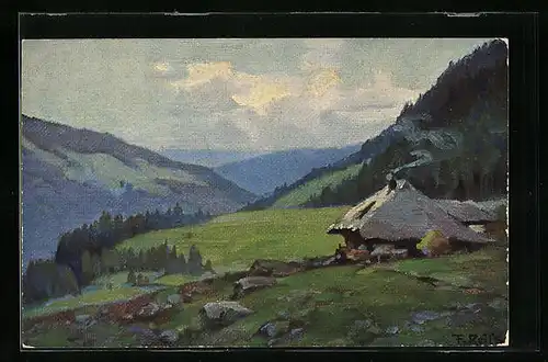 Künstler-AK Fritz Reiss: Sommer im Schwarzwald