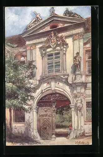Künstler-AK E.F. Hofecker: Dürnstein, Stiftsportal