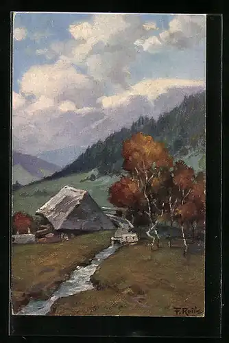 Künstler-AK Fritz Reiss: Landschaft im Schwarzwald im Sommer