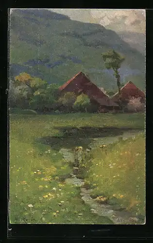 Künstler-AK Fritz Reiss: Frühling im Schwarzwald