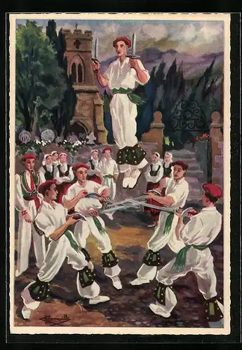 Künstler-AK Charles Homualk: Danse de Saint-Michel d`Aretxinaga