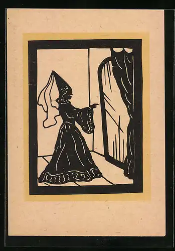 Künstler-AK Ferdinand von Reznicek: Märchen in Scherenschnitten, Schneewittchen, Bild 2